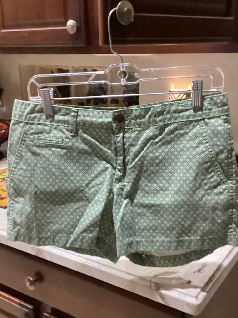 GAP Light Green Diamond-Print Cotton Bermuda Shorts 30” Waist